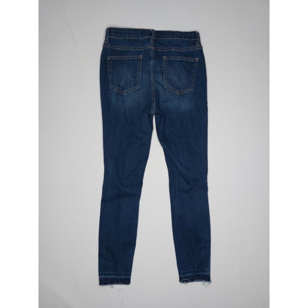 Jelly Jeans Womens Juniors Size 9 Dark Blue Distressed Denim Jeans Raw Hem - Picture 12 of 16